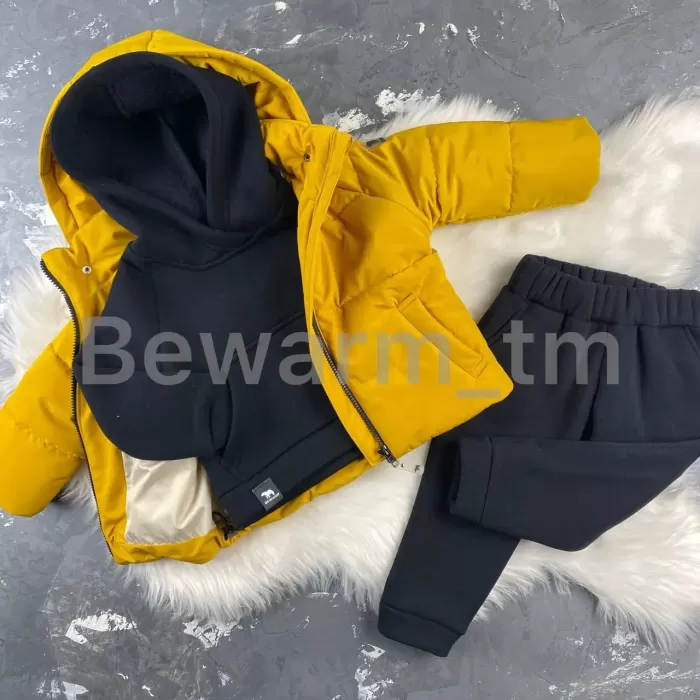 Куртка-пуффер дитяча демісезонна BEWARM гірчиця