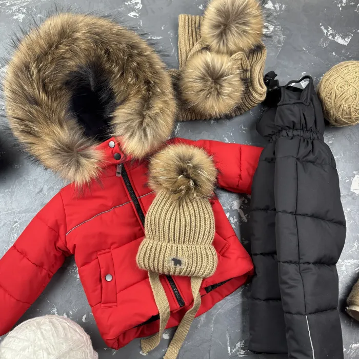 Комбінезон BEWARM Umka Red-black дитячий зимовий роздільний