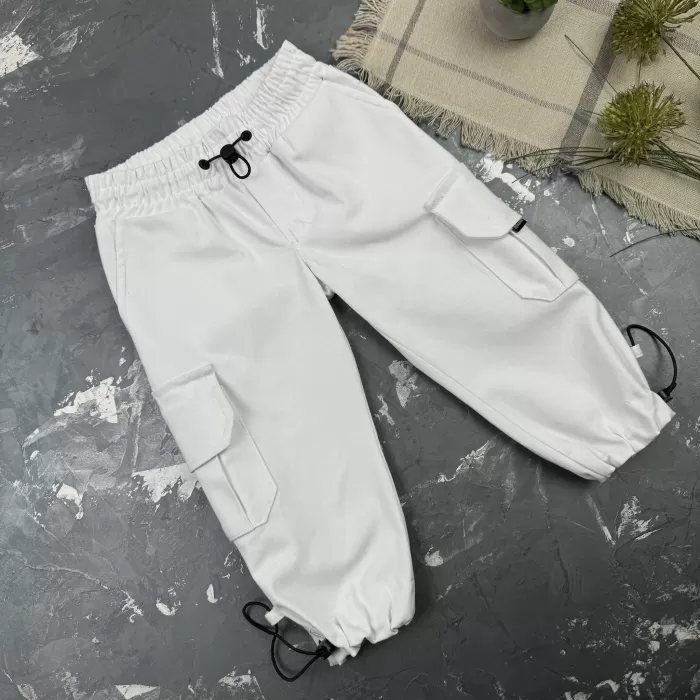Штани дитячі карго Organic Cotton white