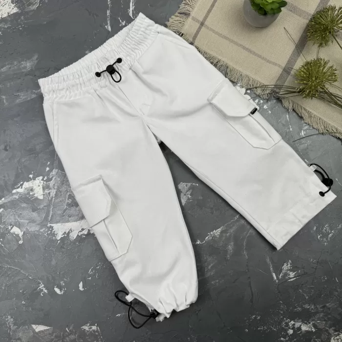 Штани дитячі карго Organic Cotton white