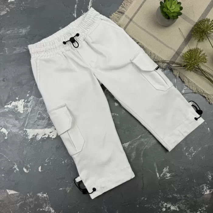 Штани дитячі карго Organic Cotton white