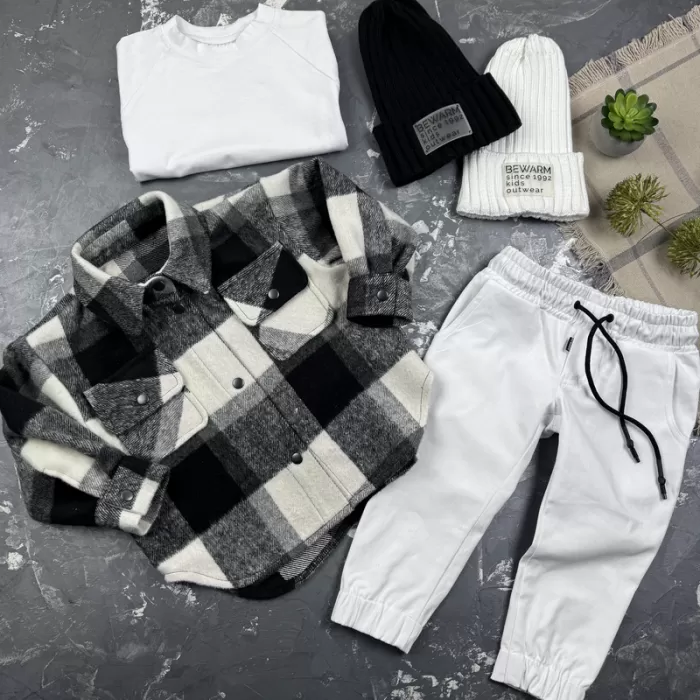 Сорочка дитяча в клітинку BEWARM black