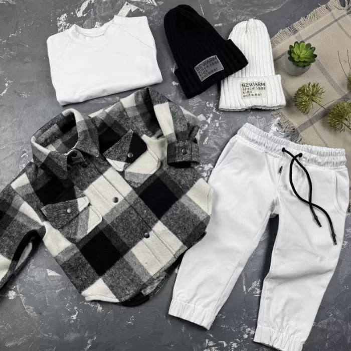 Сорочка дитяча в клітинку BEWARM black