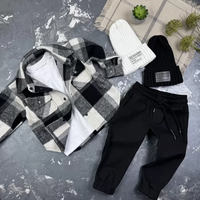 Сорочка дитяча в клітинку BEWARM black