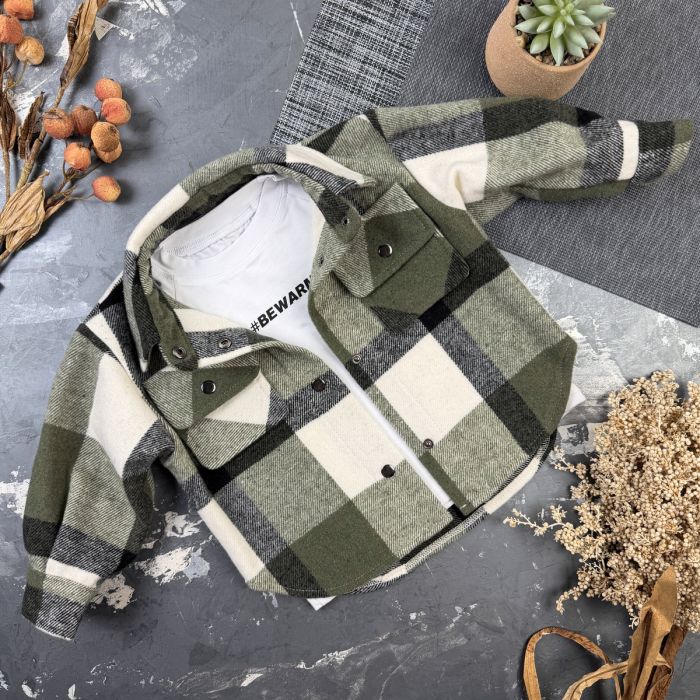 Сорочка дитяча в клітинку BEWARM Olive