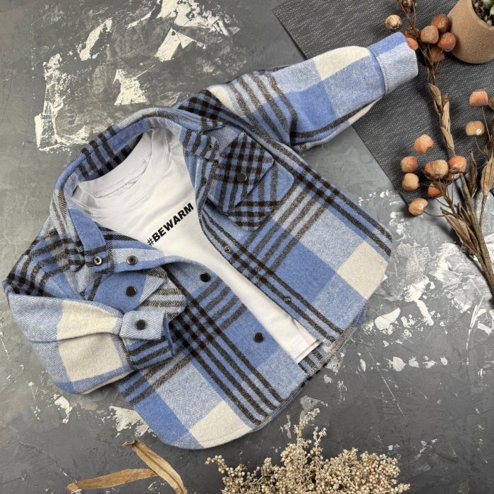 Сорочка дитяча в клітинку BEWARM blue